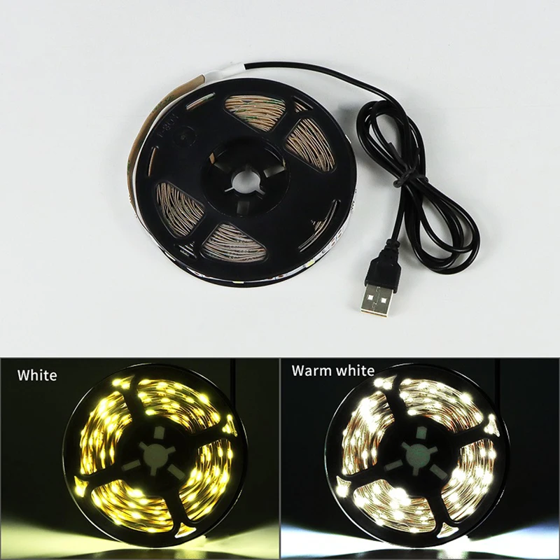 5V USB Led Strip Light SMD 2835 1M 2M 3M 4M 5M White/Warm White  Flexible Lighting Ribbon TV Background Tape Home Decor Lamp 4