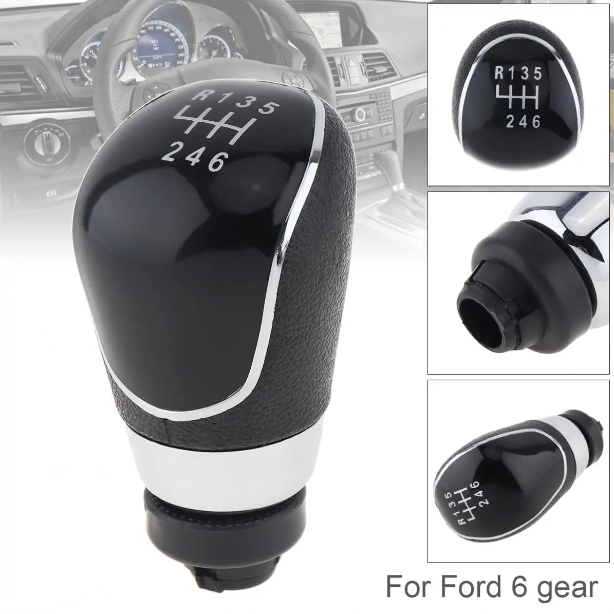 

6 Speed 2 Color ABS Plastic Manual Transmission Gear Shift Knob for Ford Focus / Fiesta / Mondeo 2007-2013 6 Gear Models