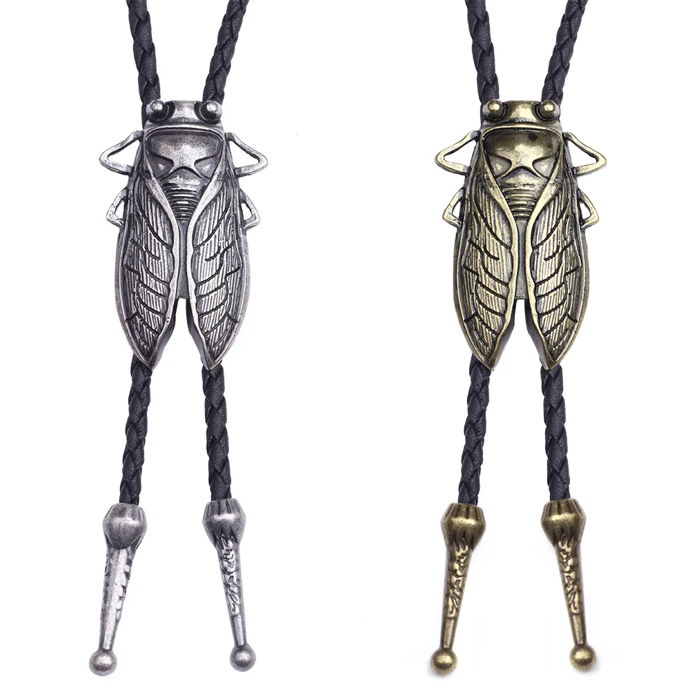 

Fashion Metal Cicada Retro Bolo Tie for Men Necklace Pendant Leather Rope Necktie Shirt Collar Bowtie Accessories Cowboy Jewelry