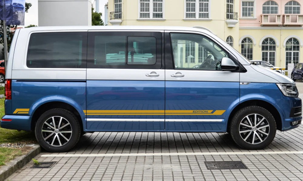 2 шт. наклейки для автомобильной боковой юбки для Volkswagen Multivan T5 T6 Автомобильная виниловая пленка наклейки для автомобиля Стайлинг автомобильные принадлежности для тюнинга