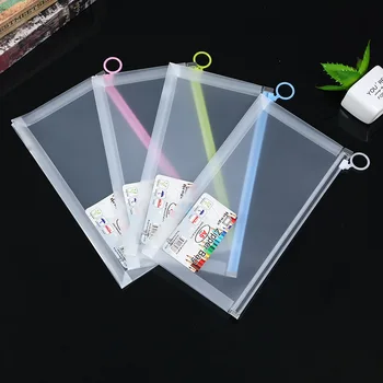 

New PP plastic A4 zipper bag file bag Multi-spec transparent large-capacity color zipper file bag