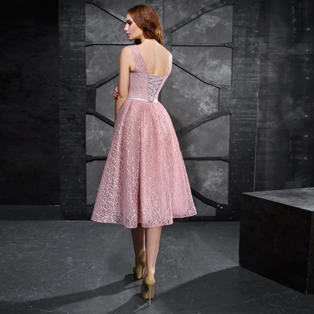 Pink A Line Fluffy Cocktail Dresses for Ladies Scoop with 3D Flower Sleeveless Dress Prom Gowns Sashes Robe De Soir&eacute;e