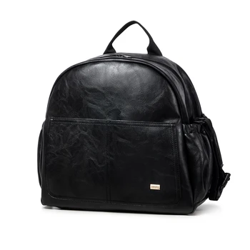 

Fashion Maternity Nappy Changing Bag for Mother Black Large Capacity Fashion Diaper Bag with 2 Straps Travel Backpack for Baby