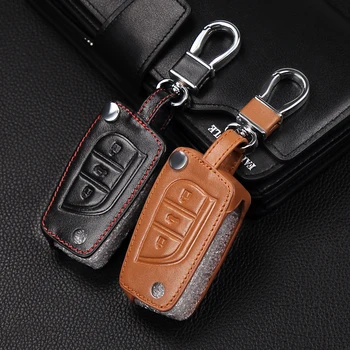 

For Toyota Leather car key cover for Toyota Camry Highlander Corolla Prado REIZ Crown RAV4 Hilux Vitz Key cases accessories