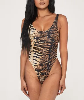 

Leopard One Piece Swimwear Women V Neck Swimsuit Female Bather Backless Bathing Suit Swim Wear Monokini Lady