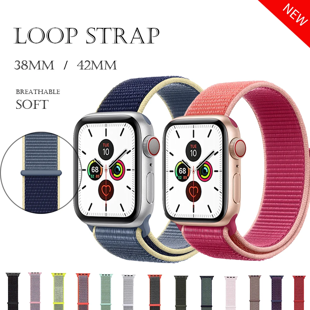 

For Apple Watch Strap Series 3/2/1 38MM42MM Sport loop iwatch band 5 40/44mm correa pulseira apple watch 54 band nylon watchband