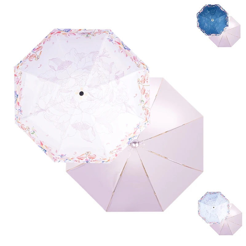Mini Pocket Umbrella Sea Of Flowers Parasol Folding Rainy Female Sunshade Women Umbrellas | Дом и сад