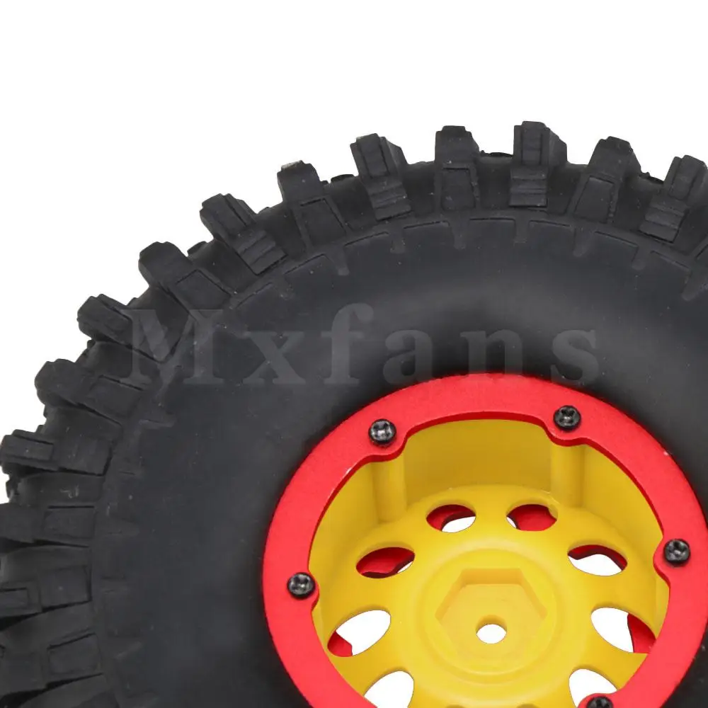 Mxfans 4 x RC 1:10 Рок Гусеничный надувные шины желтые колесные диски красный Beadlock