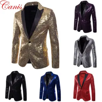 

Men Sequins Suit Blazer Jacket 2020 Brand Shiny Glitter Embellished Blazer Male Slim DJ Club Stage Blazer Formal Wedding Suit