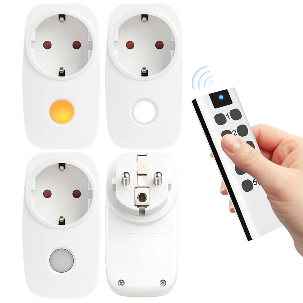 Wireless Remote Control Smart Socket EU UK French Plug Wall 433mhz  Programmable Electrical Outlet Switch 220v 230v LED