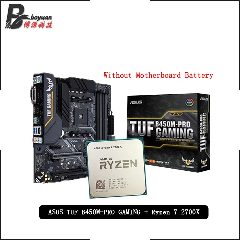 AMD Ryzen 7 2700X R7 CPU + Asus TUF B450M PRO GAMING Motherboard Suit Socket AM4 Motherbaord Without cooler | Компьютеры и офис