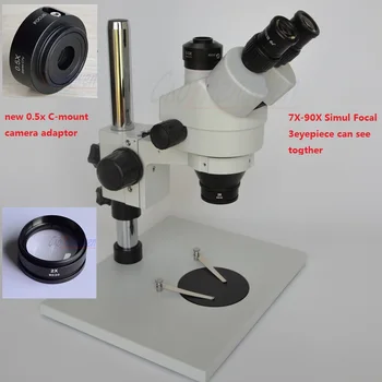 

FYSCOPE New Camera 0.5x c-mount 7X-90X Simul Focal Trinocular mobile phone repair Microscope Large size base
