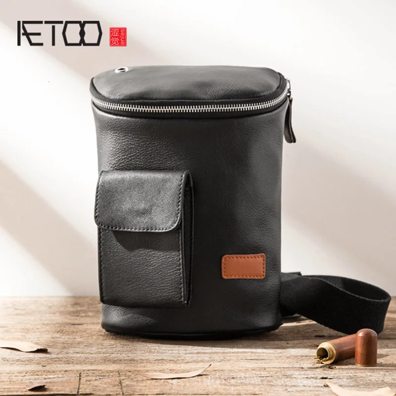 

AETOO Leather men's chest bag, stiletto bag, featured shoulder bag, casual head leather bag, vintage men's bag