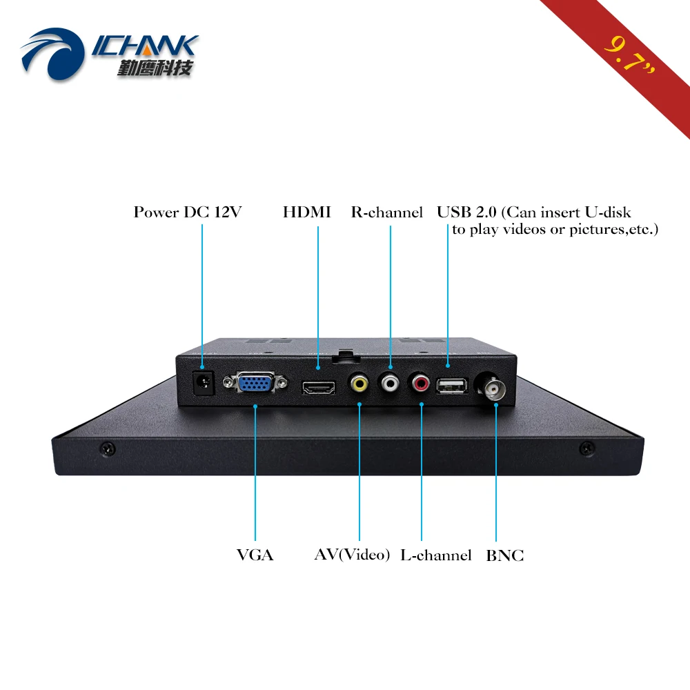 B097TN-ABHUV/10 ''9,7" 1024x768 4:3 Fullview ips lcd Экран AV BNC HDMI VGA промышленный ПК МОНИТОР дисплей USB u-диск видео плеер