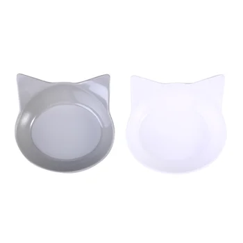 

2Pcs Pet Food Bowls Cat Ceramic Feeding Dishs For Dog and Cat (Grey and White)