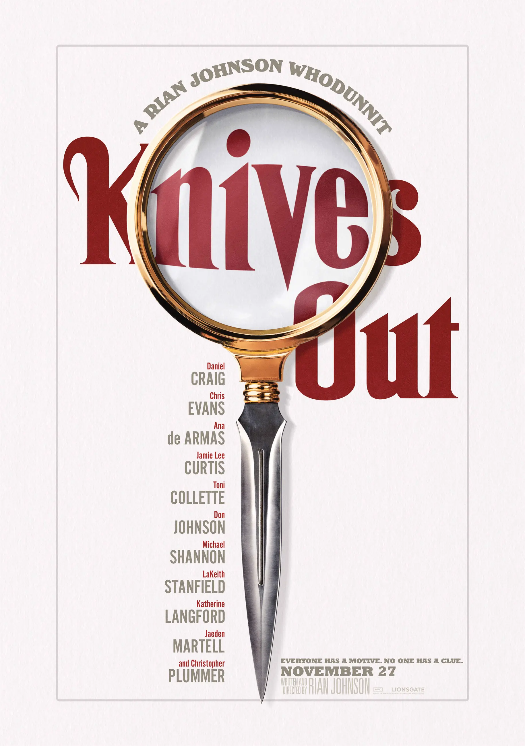 

Knives Out movie poster art print silk or canvas 16x24 24x36 inch living room bedroom decorative painting