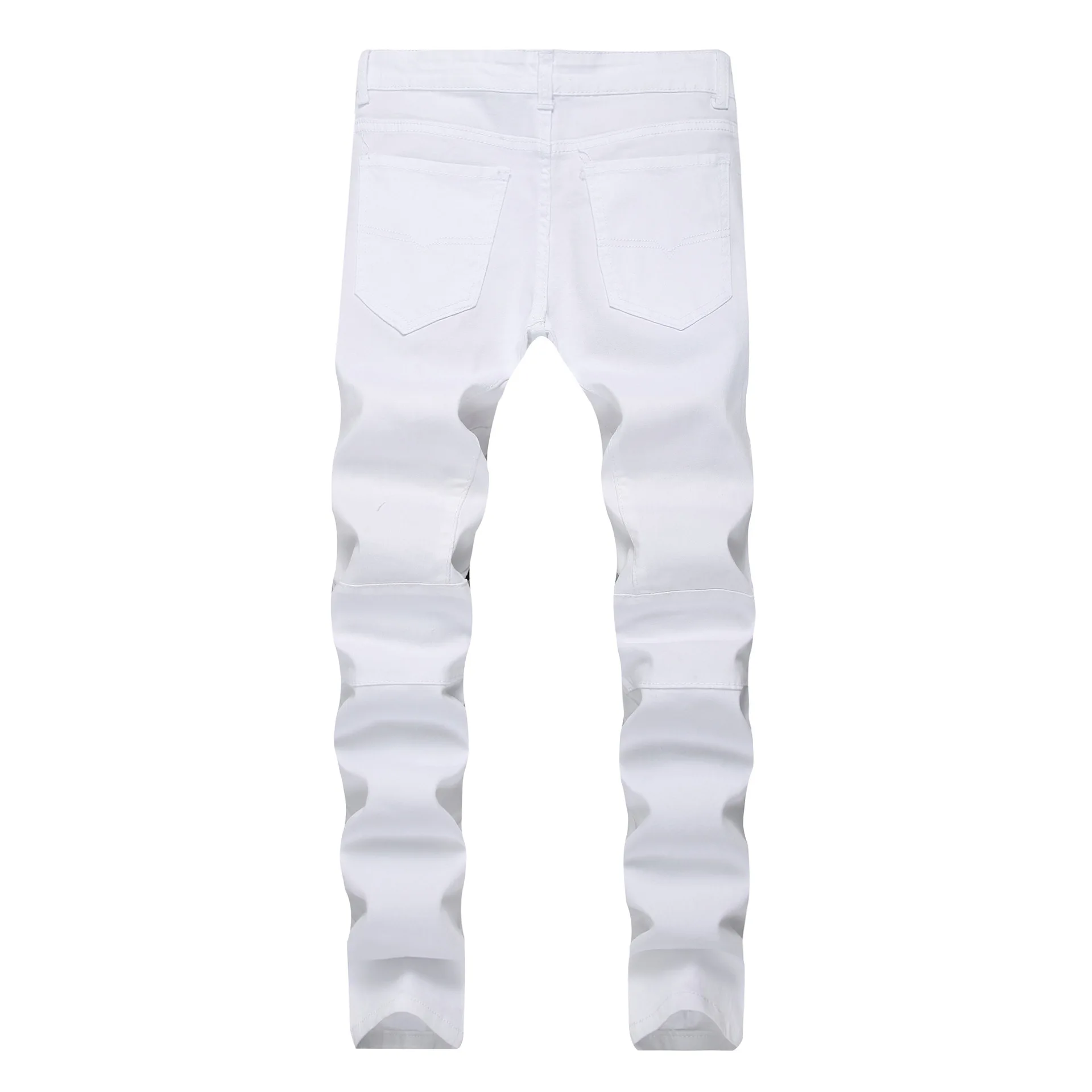 men's casual Europe US style small legs slim body broken hole motorcycle zipper cotton jeans fashion dropshipping pants