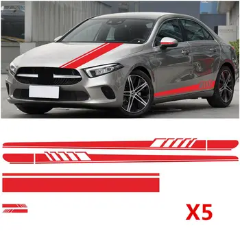 

New Arrival High Quality 5pcs Car Rearview Mirror Side Body Hood Vinyl Racing Stripe Decal Decor Waterproof