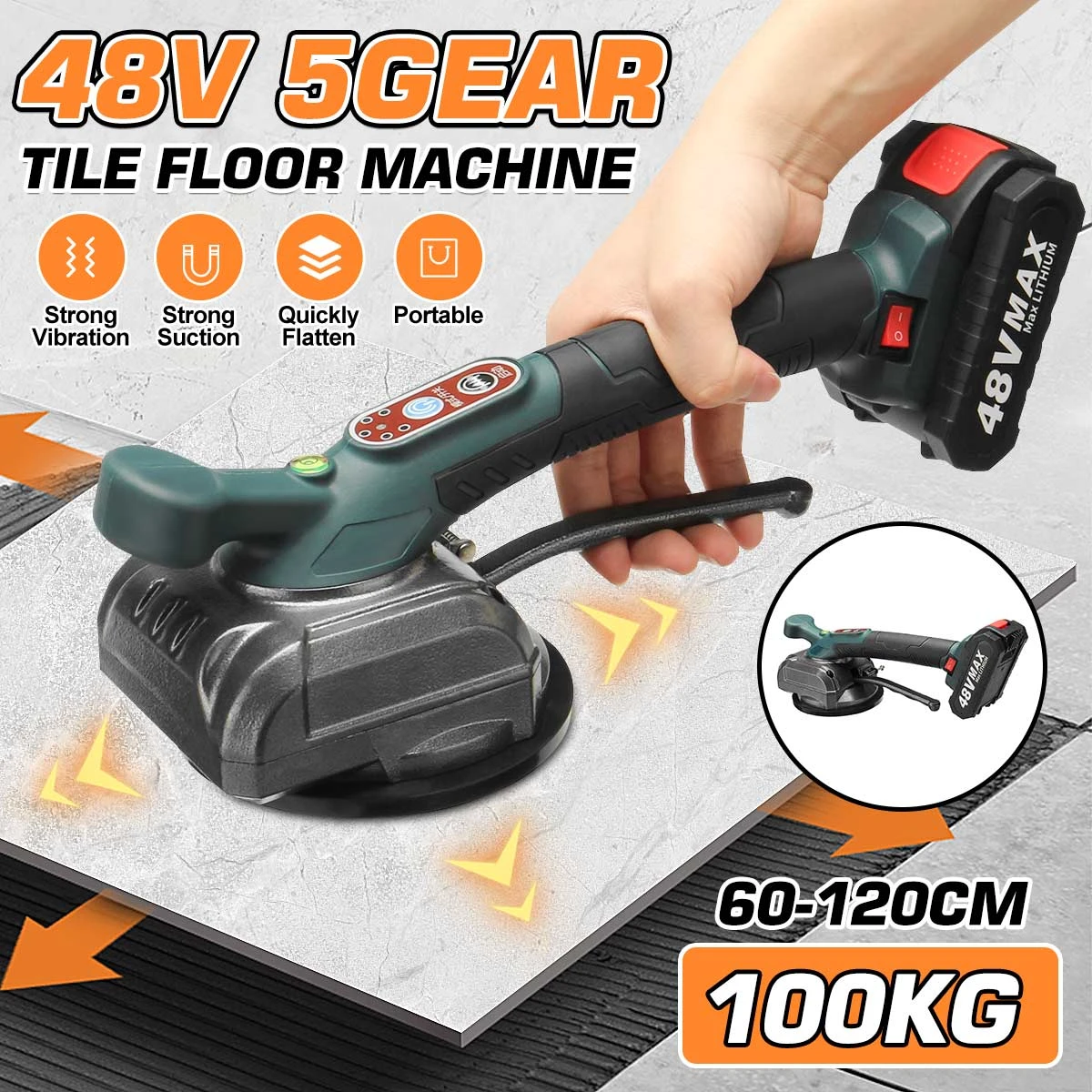 48V Tile Vibrator Suction Cup Professional Tiling Tools Floor Laying Machine