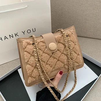 

Luxury Women Sling Chain Messenger Bags Designer Crossbody Casual Shoulder Satchel Travel Leather Fashion Plush Handbag