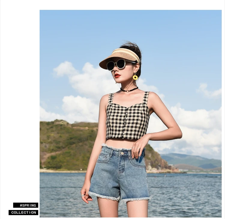 Denim Shorts Women's Summer New Style WOMEN'S Dress Korean-style High-waisted Loose-Fit Korean-style Versatile Fringed Deni