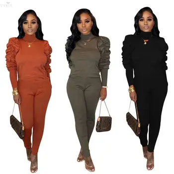 

Tracksuit Women Set Turtleneck Full Sleeve Solid Color Two Piece Set Top And Pants Casual 2 Piece Set Women Outfits Sweatsuit