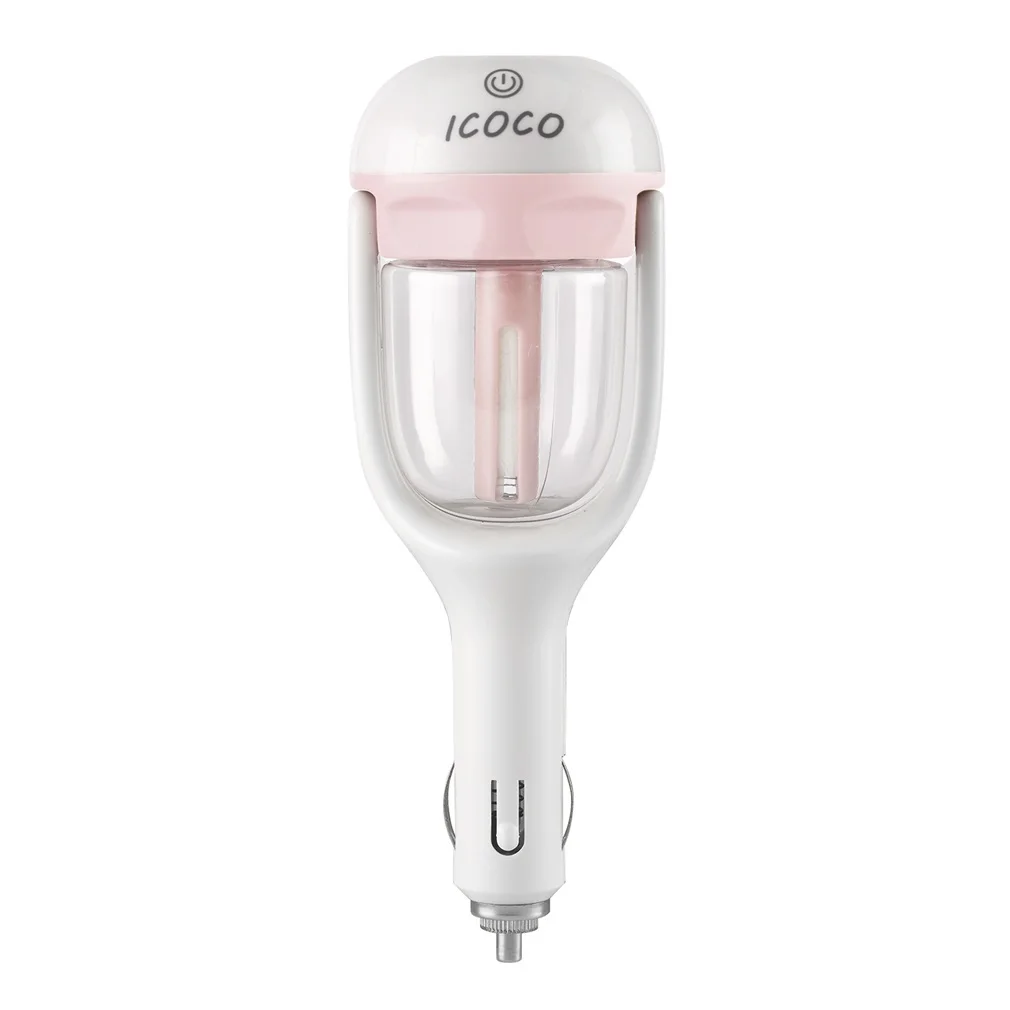 ICOCO мини портативный автомобильный ароматерапия зарядное устройство увлажнитель воздуха Арома эфирные масла диффузор свежая очистка 180 градусов вращение - Комплект: Pink