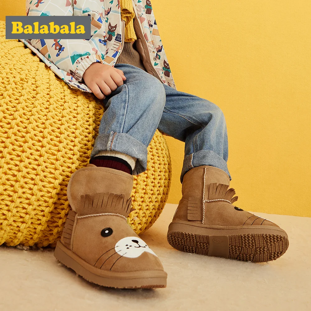 Balabala Girls short boots children's snow boots boys winter new boots baby warm children's shoes