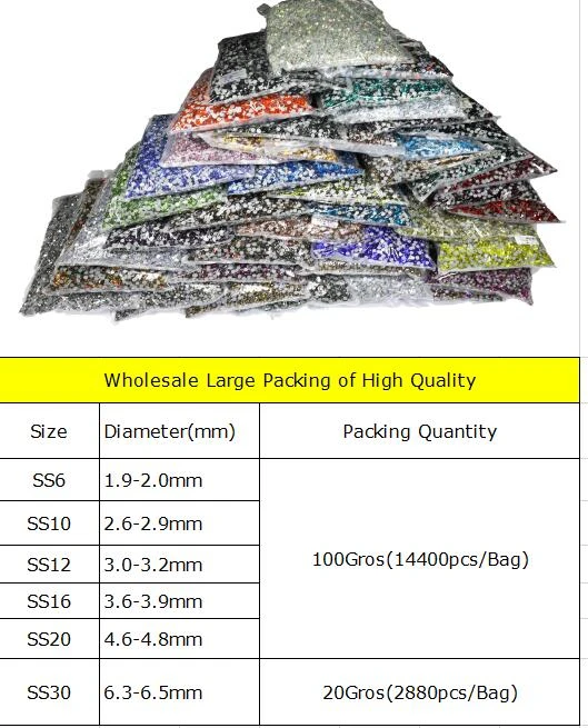 SS16 Big Bulk Bag 100Gross 45Colors Wholesale Top Quality Better DMC Hotfix Rhinestones Crystal Hot Fix Rhinestone Garment