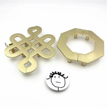 

LCH Chinese Style Brass Color Chinese Knot Cabinet Knob Door Pull Furniture Handles Gold Color Knob Clothes Hook Modern Knob