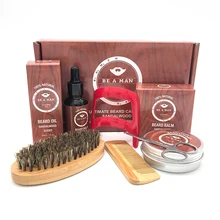 Домашний Деревянный гребень для ухода за бородой, набор для ручного удаления волос, стильный инструмент для путешествий, для чистки, портативные ножницы, увлажняющий смазочный крем