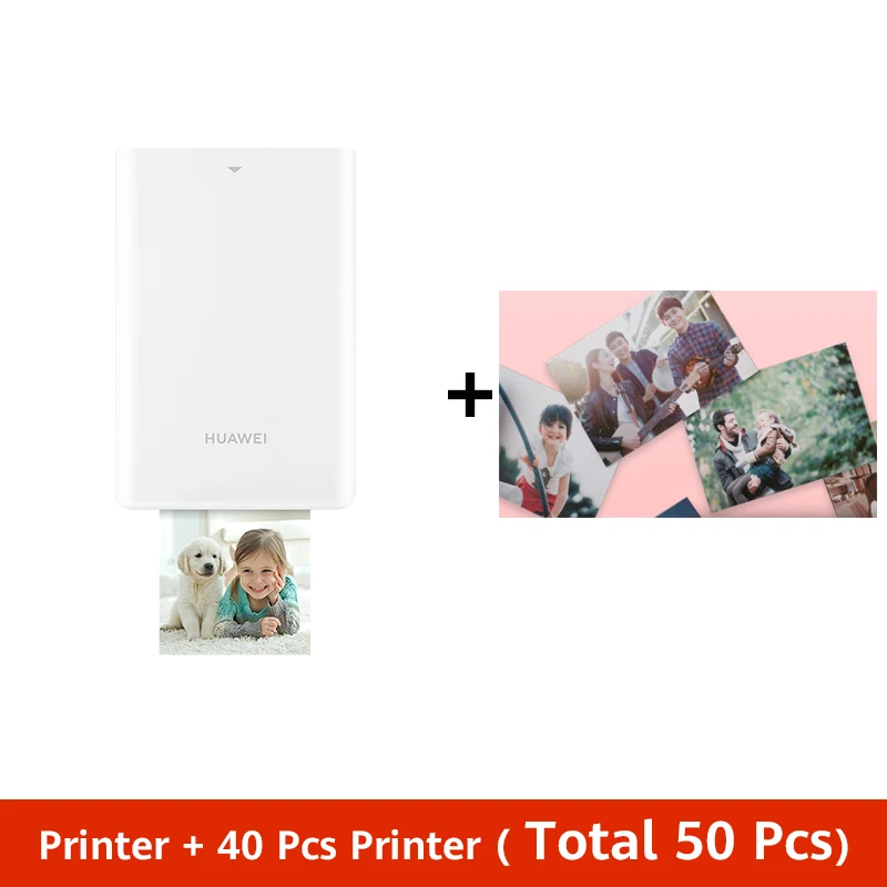 Add 40pcs Paper CN версия HUAWEI Honor Карманный фотопринтер Zink Портативный мини карманный принтер фотопринтер 300 точек/дюйм DIY поделитесь аккумулятором 500 мАч - Цвет: Add 40pcs Paper