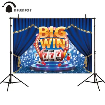 

Allenjoy Casino Night Birthday Party Background Poker Selfie Big Win Las Vegas Backdrop Photo Booth Photocall Banner Decoration