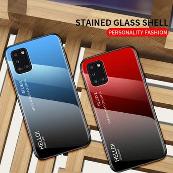 

Phone Case for Samsung Galaxy A31 Case Cover Gradient Tempered Glass Soft TPU Silicone Shockproof Back Case for Samsung A31 A 31