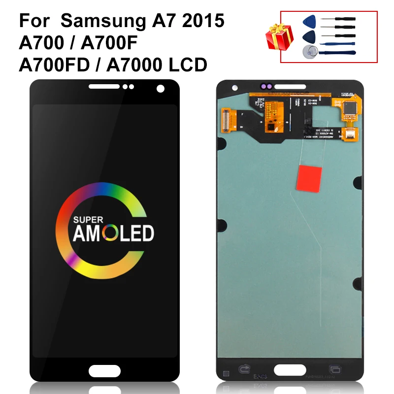 ЖК-дисплей Super AMOLED для Samsung Galaxy A7 2015 A700 A700F A700FD A7000 сенсорный экран дигитайзер