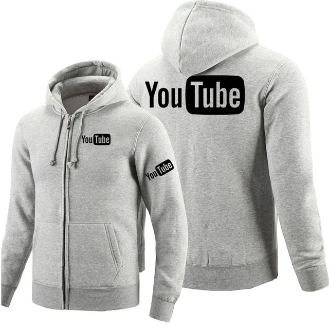 Толстовки с капюшоном на молнии с логотипом Youtube; флисовая толстовка с капюшоном и длинными рукавами; мужская куртка на молнии; толстовка; h