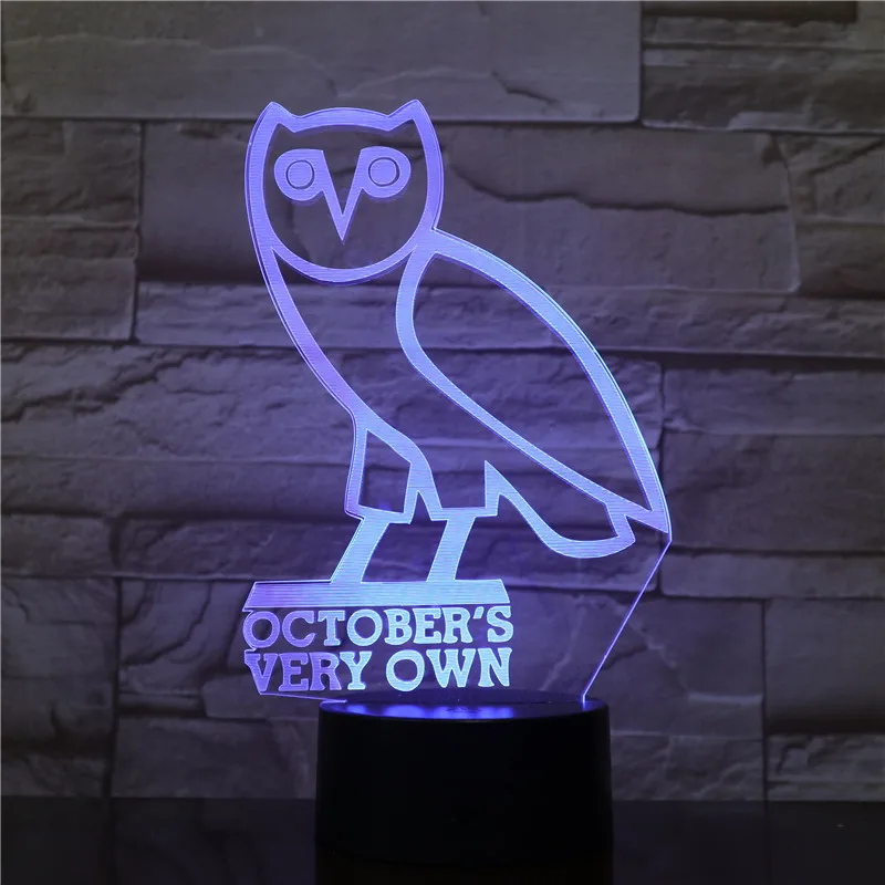 Octobersveryown Сова 3D светодиодный светильник детские ночные светильники USB Сенсорное управление для детей подарок акриловый красочный светодиодный Настольный светильник