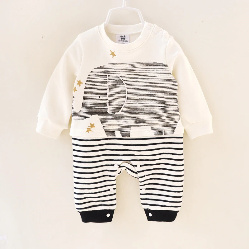  2 Pcs Newborn Baby Boy Clothes Winter Thicken Warm Stripe Hoodie Jacket+Jumpsuit Boys Clothing Spor