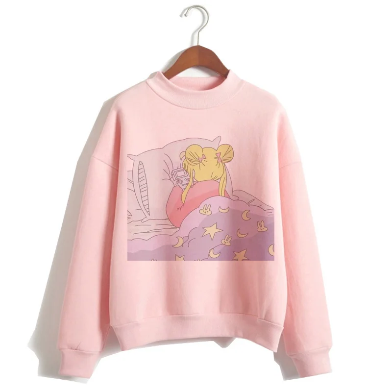 Сейлор Мун Харадзюку Толстовка корейский стиль Ulzzang Kawaii 90s мультфильм одежда пуловеры новые негабаритные с капюшоном уличная