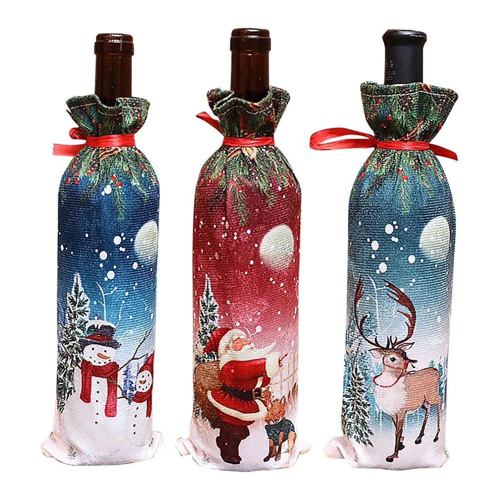 Details about  / Elk Bottle Cloth Wine Bottle Cover Snowman Decor Restaurant Christmas Decor LP