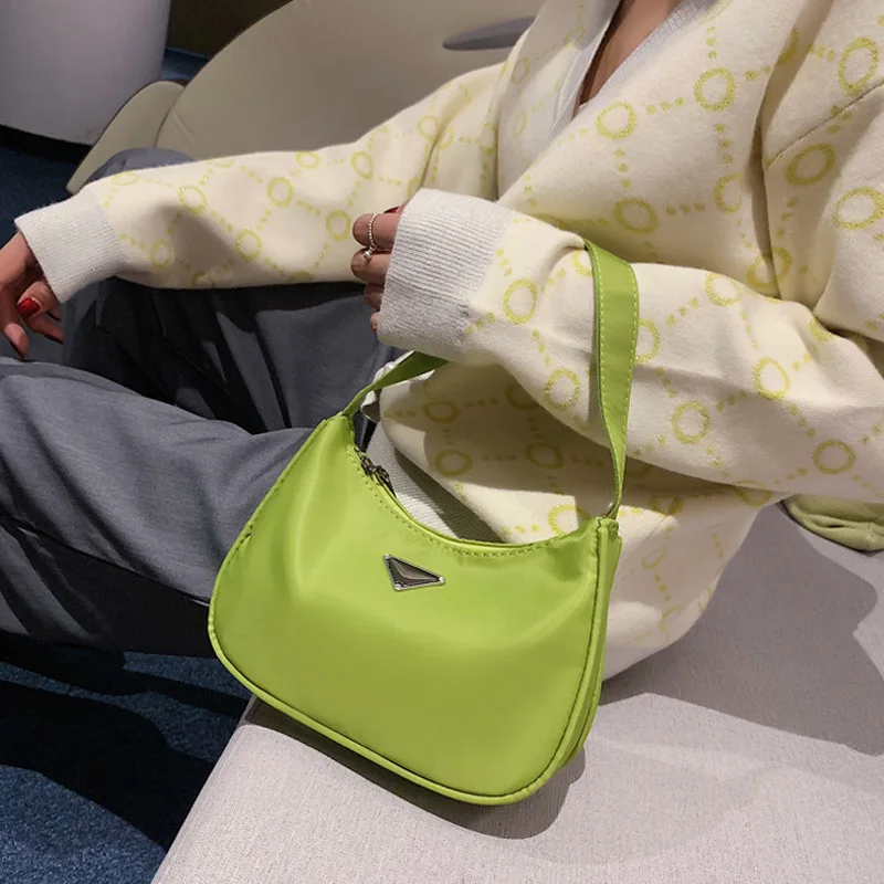 

Vintage Hobos Women Shoulder Bags Designer Handbags Casual Lady Messenger Bag Female Half Moon Small Purses Tote Nylon Baguettes