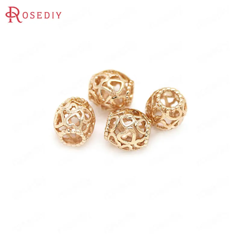

10PCS 9.5x10MM 24K Champagne Gold Color Plated Brass Large hole Spacer Beads Bracelet Beads High Quality Jewelry Accessories