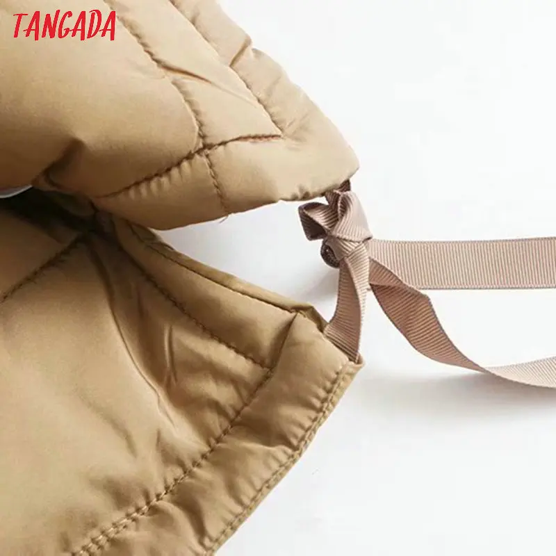 Tangada, женские парки цвета хаки, большие размеры, плотные,, отложной воротник, на молнии, с карманами, повседневное, для девушек, теплое зимнее пальто, 4M122