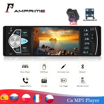 AMPrime-Autorradio de 1 din con control a distancia y USB para coche, radioemisión FM, reproductor de música, audio estéreo, AUX