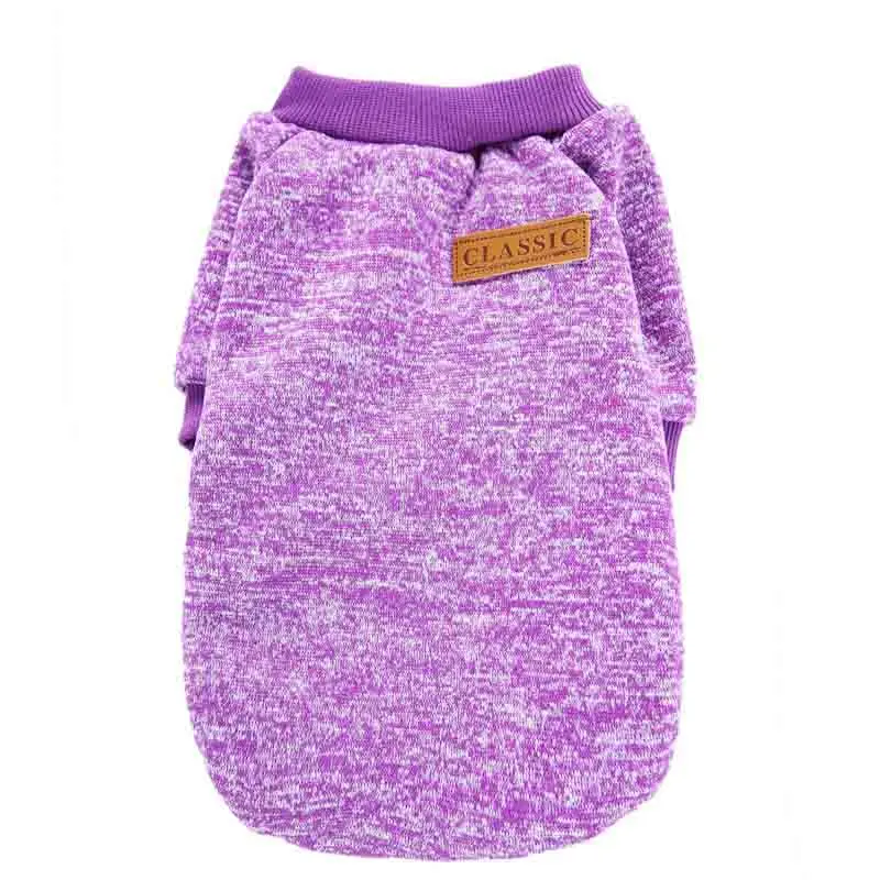 Одежда для домашних животных, свитер для собак, теплая мягкая хлопковая шерстяная вязаная эластичная разноцветная осенне-зимняя одежда для маленьких и средних собак и кошек - Цвет: Purple