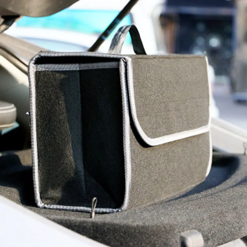 Beauneo souple en feutre de voiture organisateur de coffre 30x16x29cm de voiture boîte de rangement sac ignifuge drangement rangement emballage couverture outil