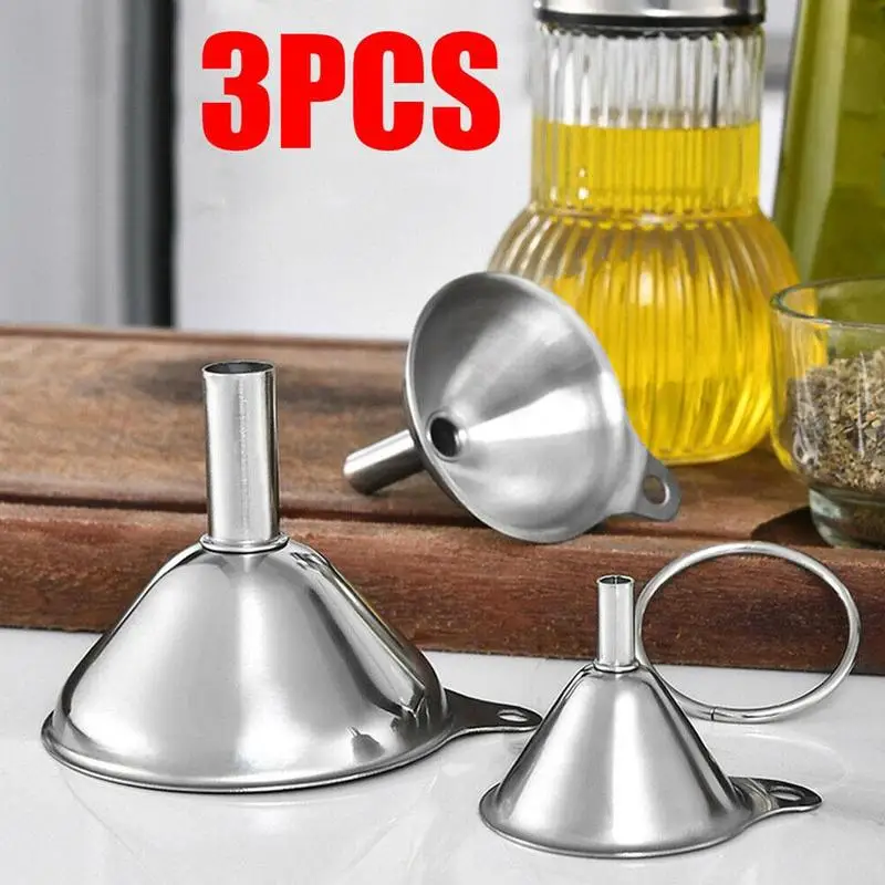 3 Piece Set Stainless Steel Funnel 3 Piece Set Mini Funnel Oil And Wine Leak Home Integrated Liquid Dispenser