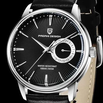 

40mm Pagani design black dial quartz watch Leather strap men's luxury waterproof casual sport fashion men watch