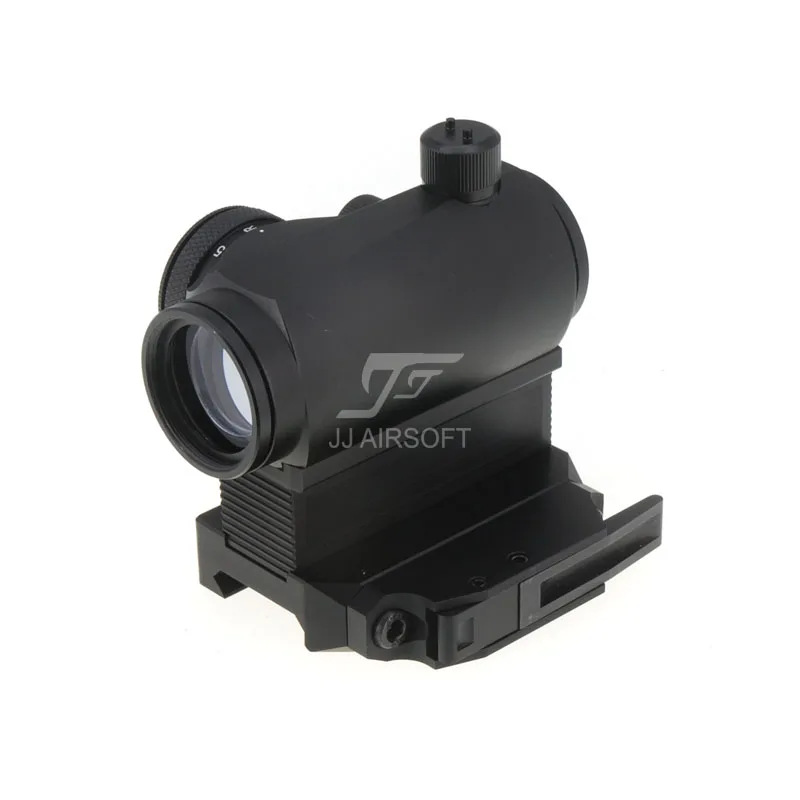 JJ Airsoft BOBRO Style QD Mount with Riser / High Mount for T1 / T-1 Red Dot(Black/Tan