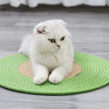 

40x40cm Cat Beds Mats Cotton Thread Woven Japanese Cat Claw Mattress Cool Cat Scratch Blanket Pet Products Cama Gato 4 Colors